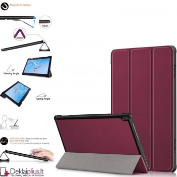 Dirbtinės odos atverčiamas dėklas planšetei - bordo spalvos (Lenovo Tab M10 10.1 (X605/X505)